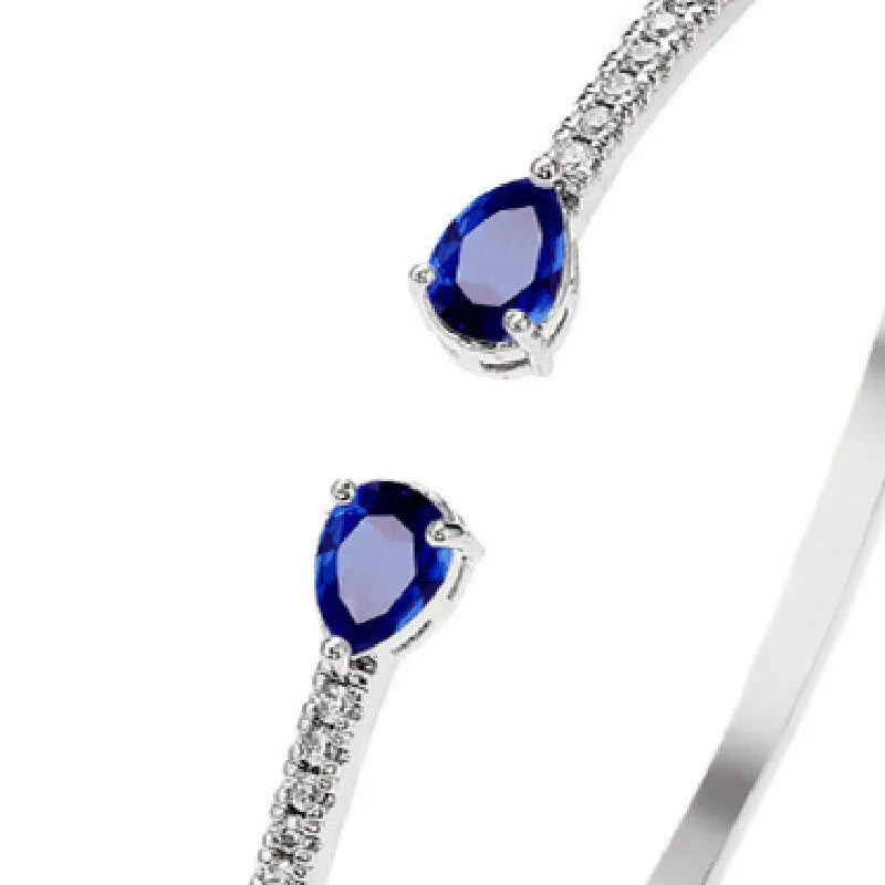 Multi-zircon personalised bracelet with inlaid zircon treatment on copper in white or blue