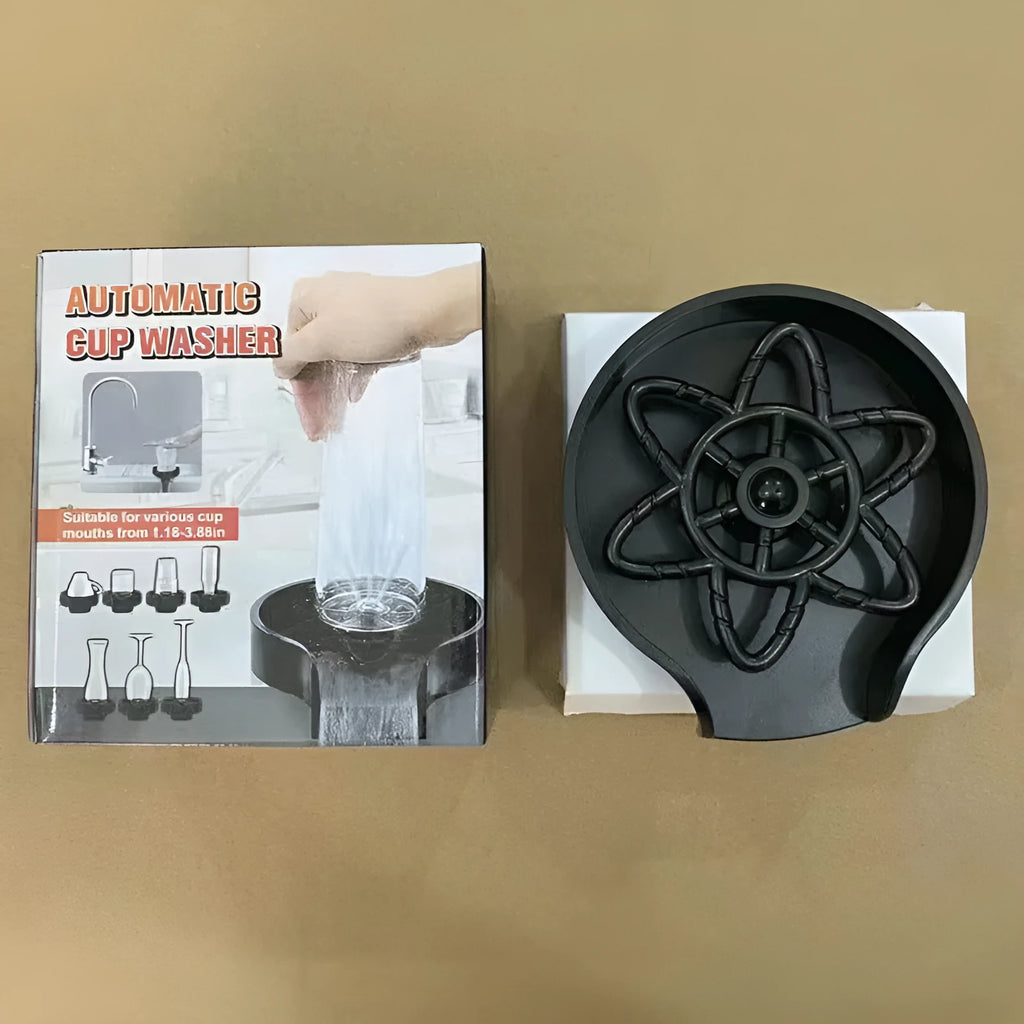 Black plastic household press type high pressure automatic cup washer with high pressure wash feature