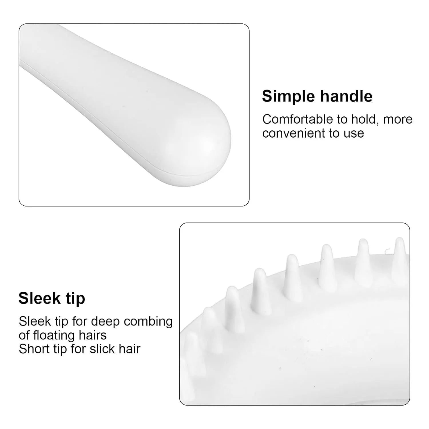 Blue and white double-sided pet grooming brush with ergonomic handle measuring 17x9x3cm