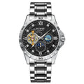 Men's automatic mechanical watch with luminous hands, waterproof design, and 12mm thickness in rose gold, silver, or gold finishes