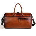 Brown retro style leather handbag made from first layer cowhide with large capacity.