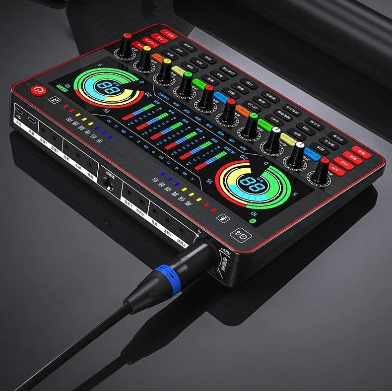 Singing Professional G4 sound card set with LCD display, 10 tuning knobs, and included microphone