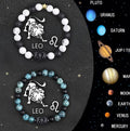 Twelve natural stone zodiac bracelets with adjustable 18-22cm lengths showing different astrological signs