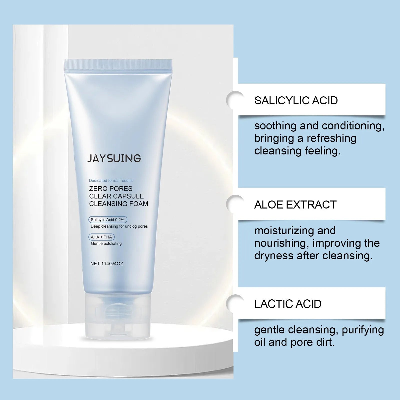 114g tube of salicylate and lactic acid facial cleanser with aloe extract for oily skin