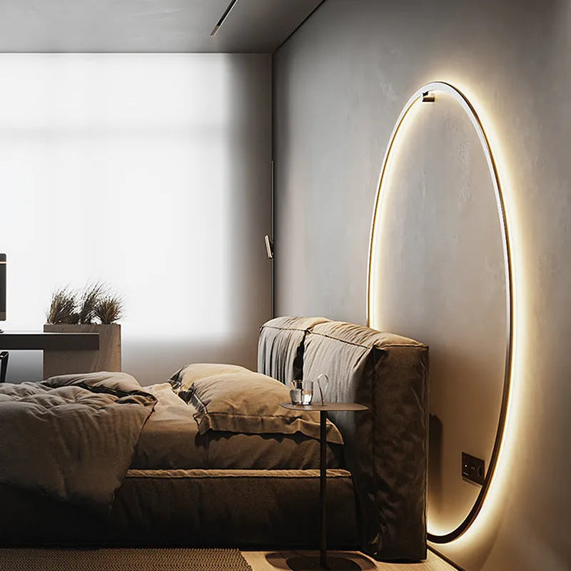 Ring wall lamp with acrylic shade and iron body, 30cm or 50cm diameter, black or gold, 220V LED