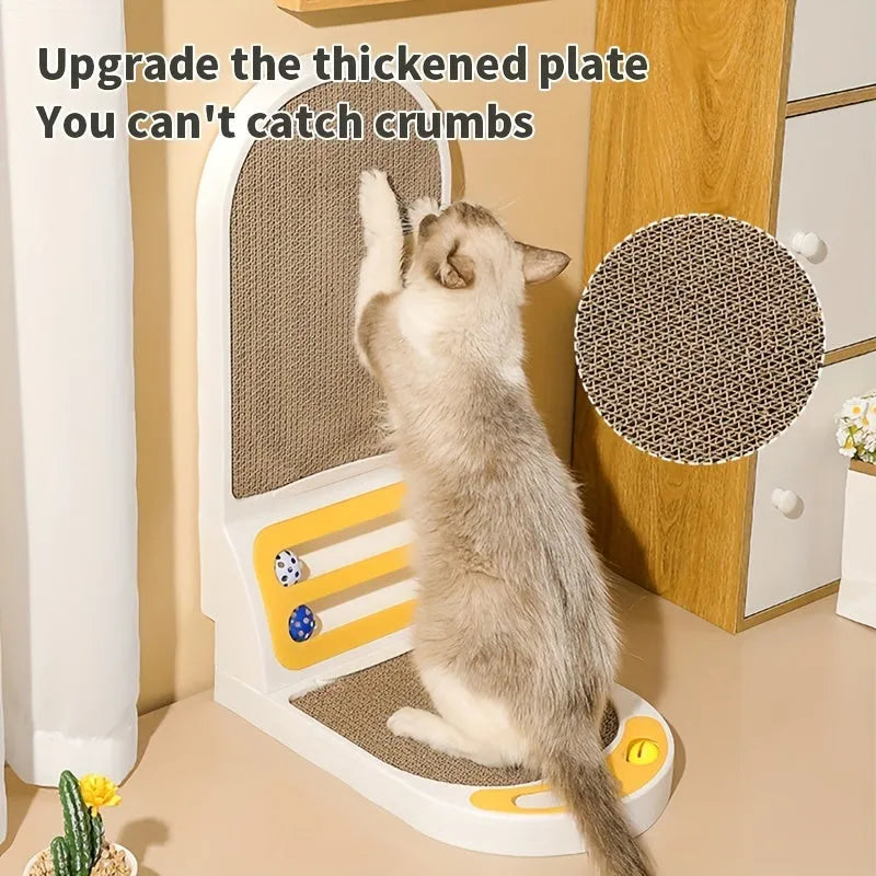 L-Shape Vertical Cat Scratching Board in grey, green, or white, showing thickened scratch-resistant construction.