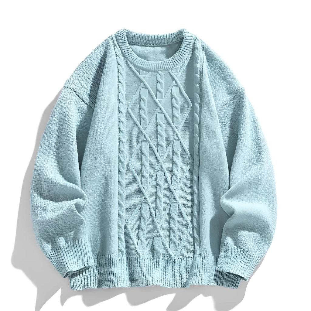 Twist stripes furry pullover sweater in light gray or Cloud Blue, thickened autumn winter top, sizes M to 3XL