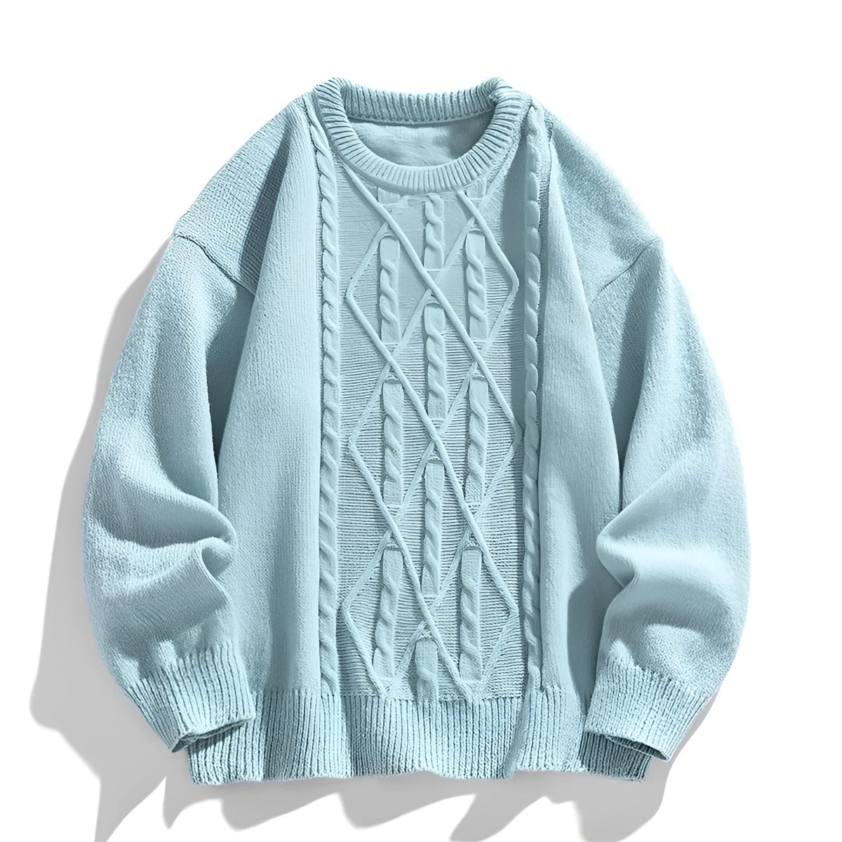 Twist stripes furry pullover sweater in light gray or Cloud Blue, thickened autumn winter top, sizes M to 3XL