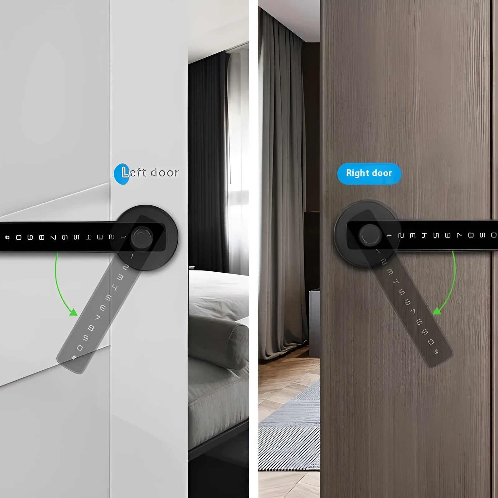 Single handle indoor wooden door smart lock with fingerprint sensor and keypad