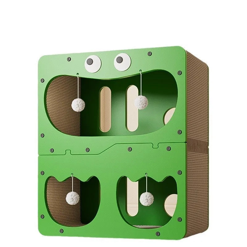 Double layer cat scratching board and nest in a cute owl design style