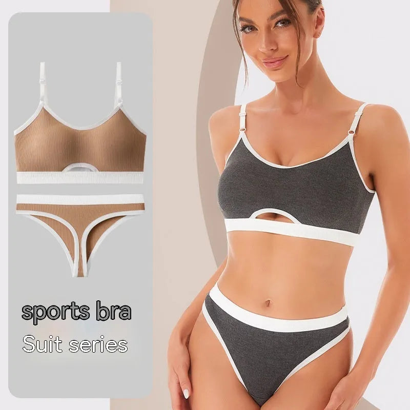 Sports underwear vest with fixed double-shoulder straps and underwired tube top in cotton fabric