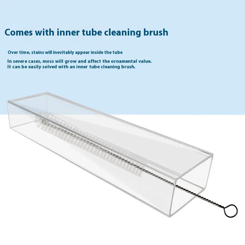 Aquarium feeding tube set with three length options including cleaning brush and feed spoon attachments