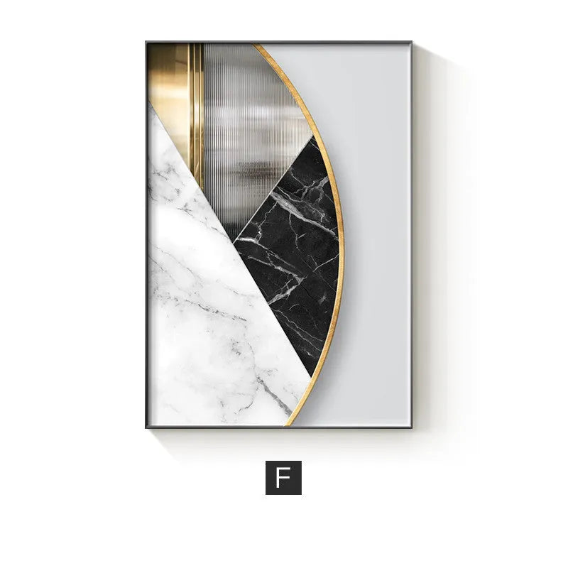 Abstract geometric pattern printed on a canvas wall poster, showing one of nine available style variations.