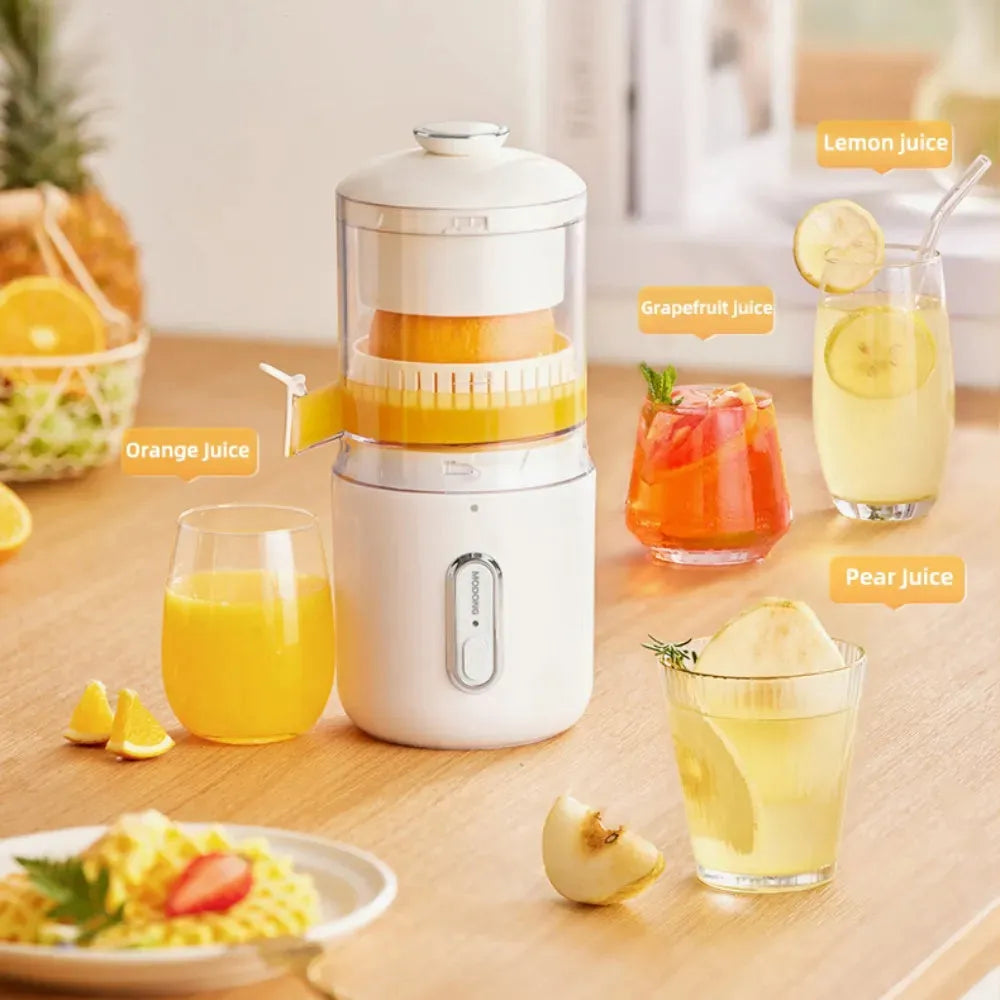 Fresh green portable electric juicer with automatic squeezing mechanism and USB charging