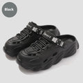 Men's khaki outdoor slippers with hollow-out design and textured EVA non-slip sole