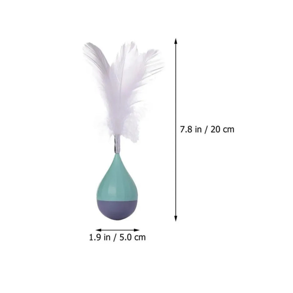 Green and pink feather cat tease stick toy with aluminium alloy and ABS plastic wand