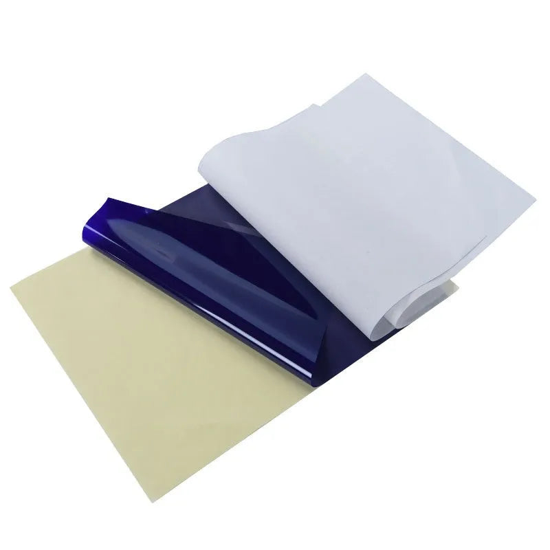 Tattoo transfer paper A4 sheets producing four copies from hand-drawn design with transfer paste gel