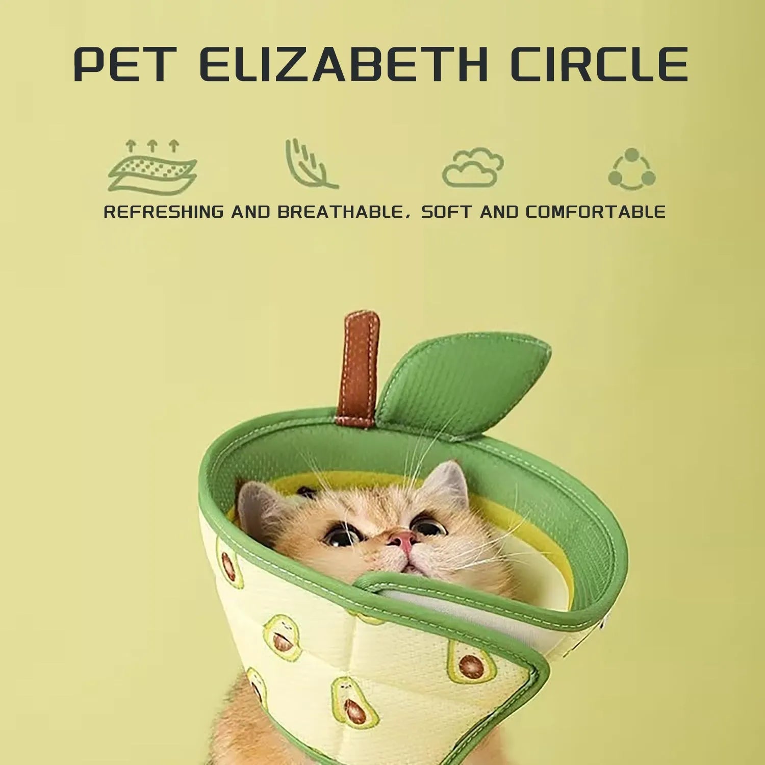 Soft adjustable cat cone recovery collar with strap for post-surgery protection