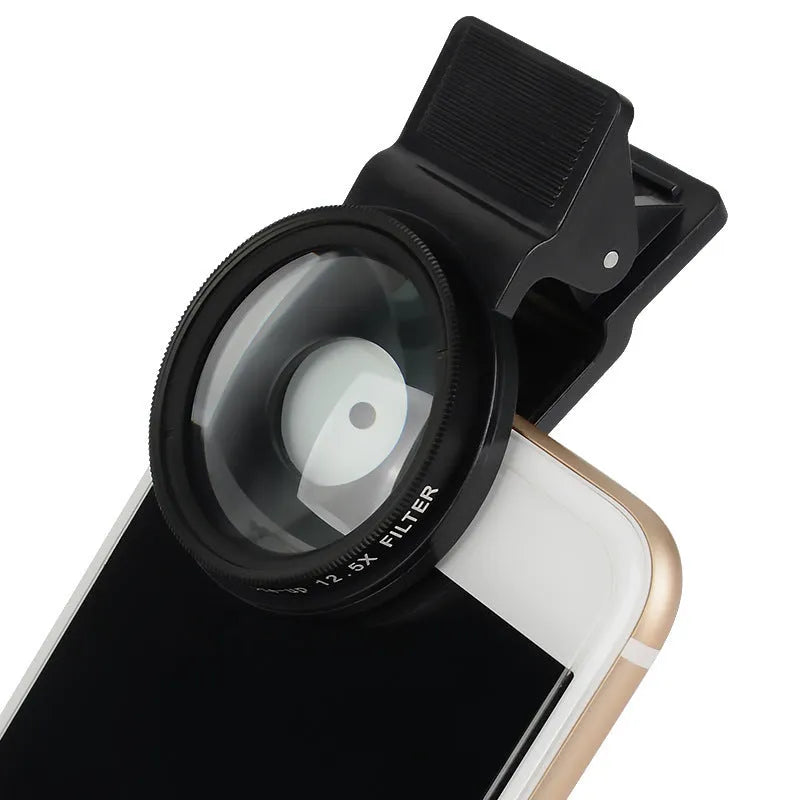 37mm aluminium smartphone macro lens with clip for 12.5x close-up photos