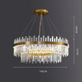 Stainless steel crystal chandelier ceiling light with adjustable height and three-colour LED lighting