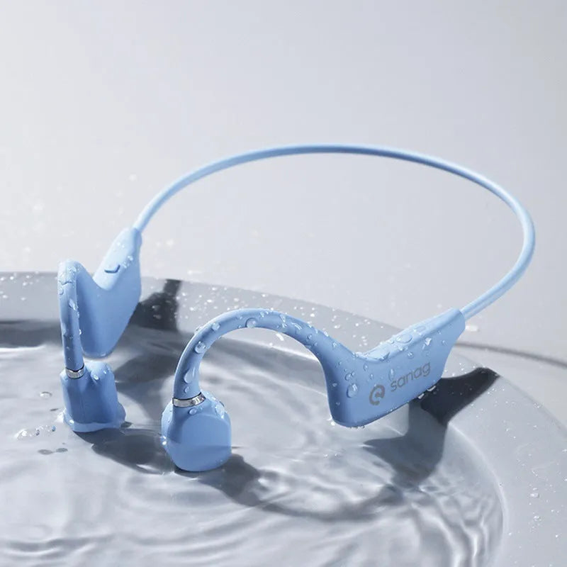 Bone conduction Bluetooth headset in hanging neck design with wireless sensor for sports running