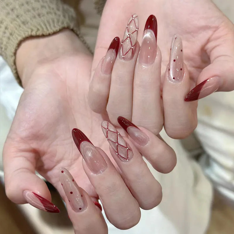 Sweet Girl Wearing Fake Nails press-on sets in random colours for easy application