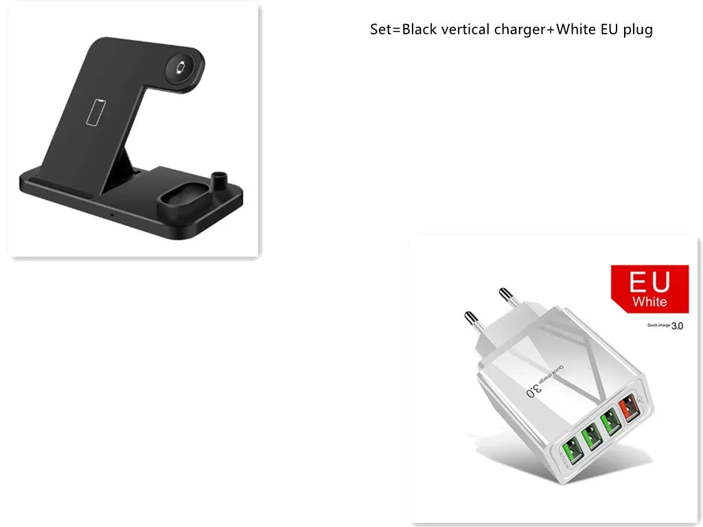 4-in-1 wireless charging station with adjustable magnetic plate, charging phone, Apple Watch, AirPods, and Apple Pencil