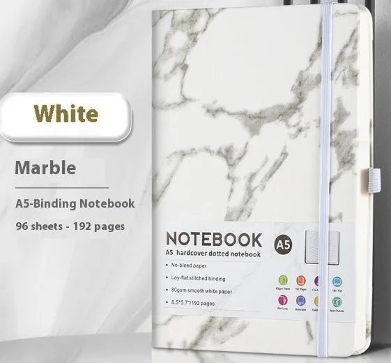 A5 PU leather strap diary with horizontal line pages in various colours including Marble Black and Skin Feeling Cyan