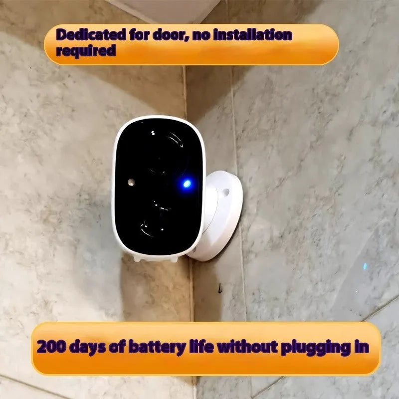 Wireless battery surveillance camera with 1.2-inch ball design and self-contained bracket