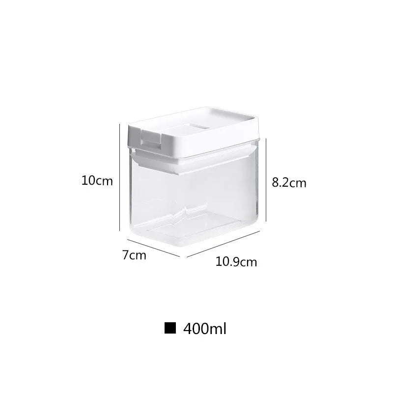 White transparent plastic storage tank for grains with 400ml capacity and Japanese design