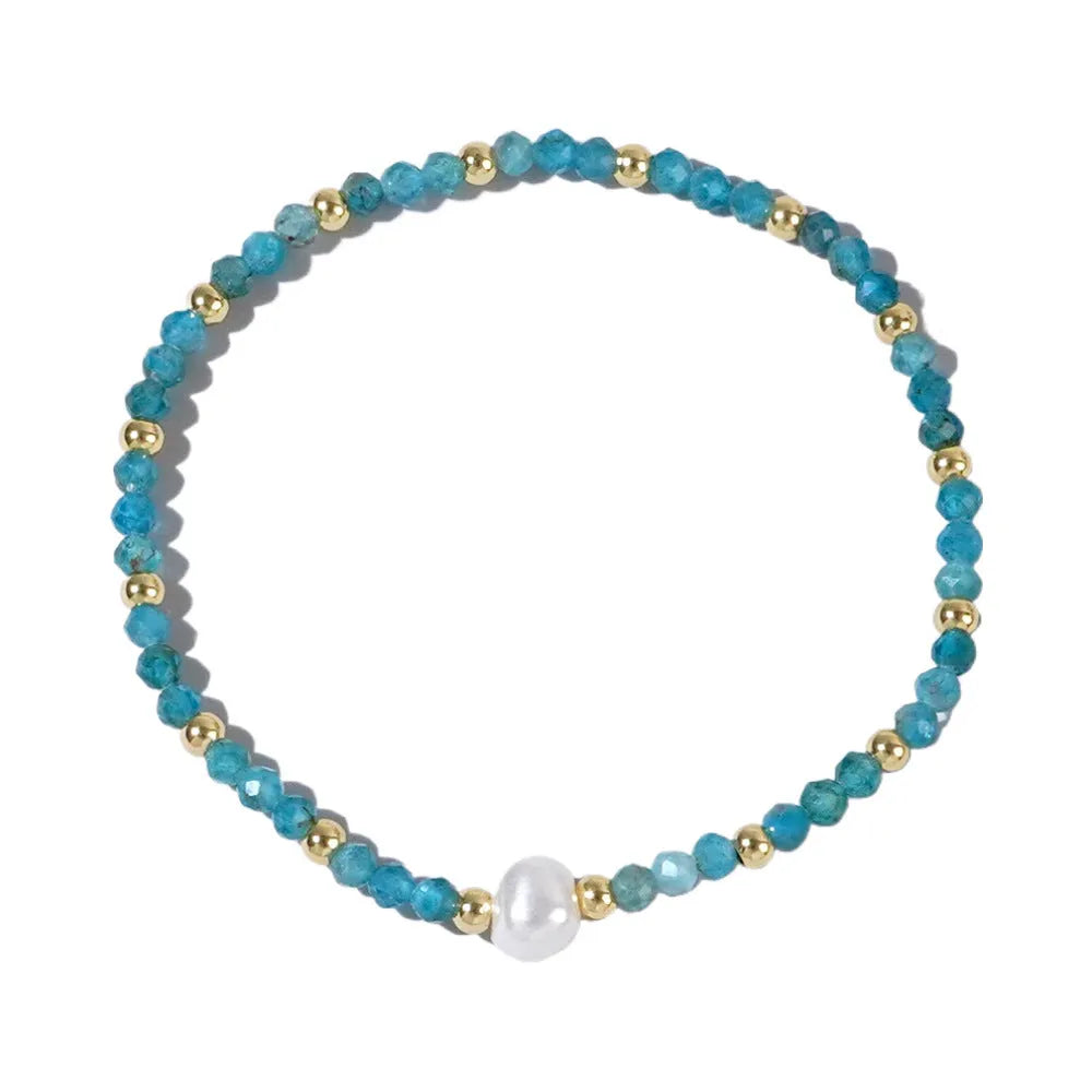 Natural stone geometric bracelet with elliptical beads in various colour options