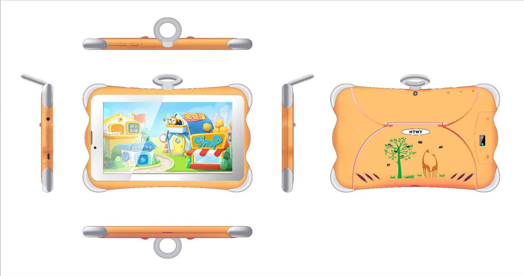 7-inch children's learning tablet in cartoon colours with stand and 3G call function