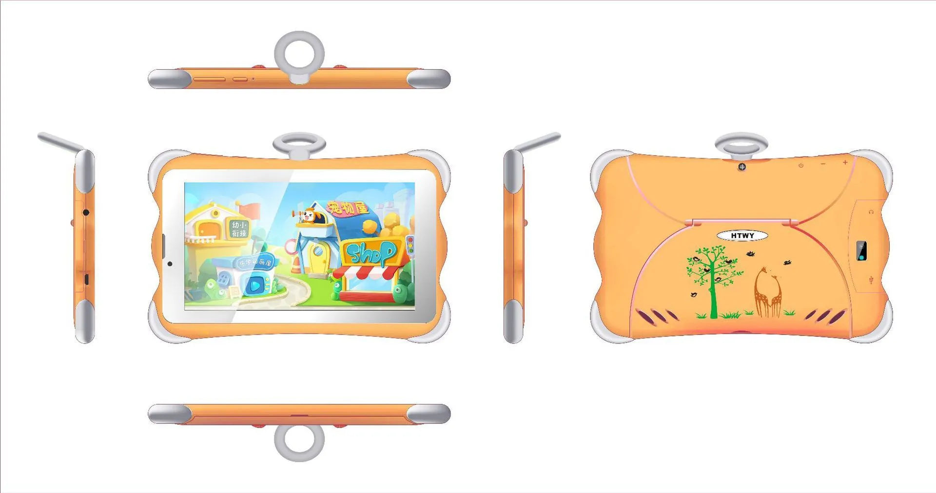 7-inch children's learning tablet in cartoon colours with stand and 3G call function