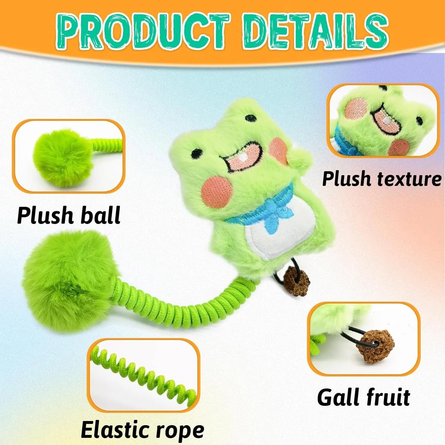 Cat interactive toy set with silvervine fruit, stretching spring, and plush fuzzy ball