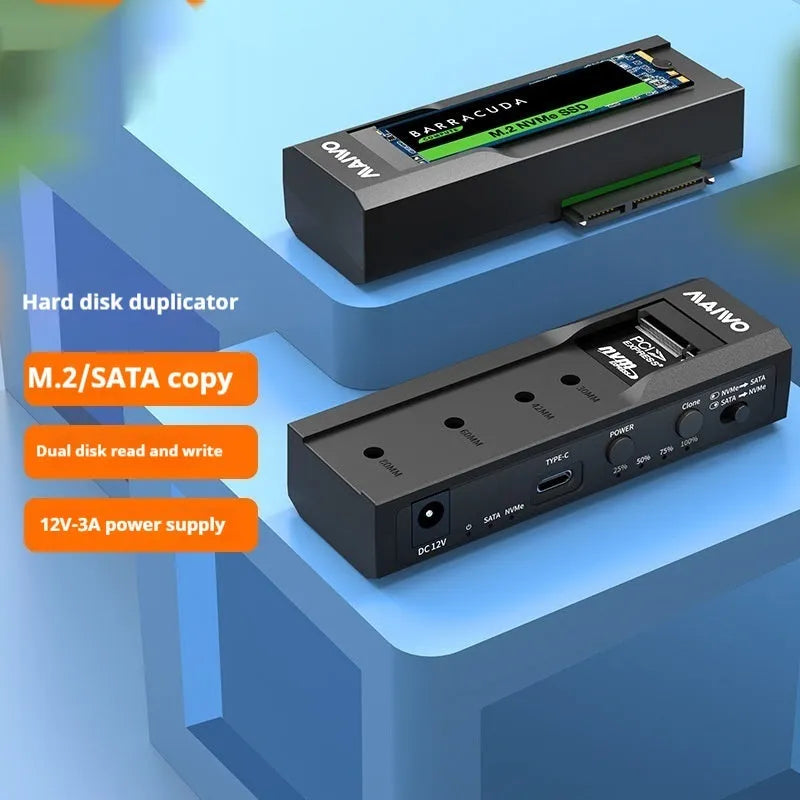 External mobile hard disk box for SSD measuring 191x111x35mm with ABS construction and multiple power specifications
