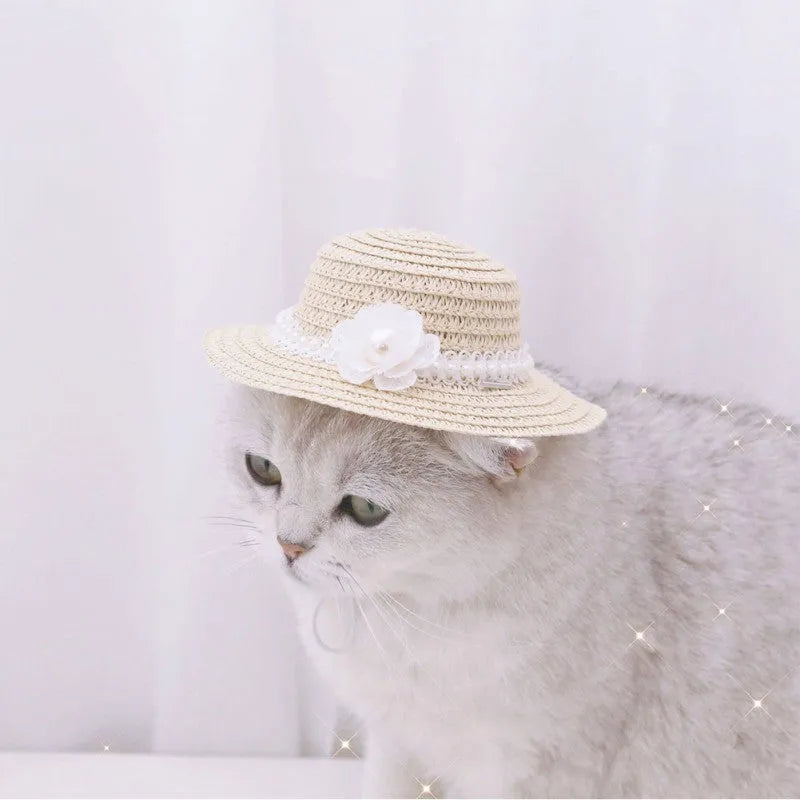 Handmade adjustable bowknot pet hat for dogs and cats in cartoon style with paper material