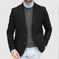 Men's casual cotton suit in loose fit retro style, available in army green, dark blue, black, brown, and khaki colours