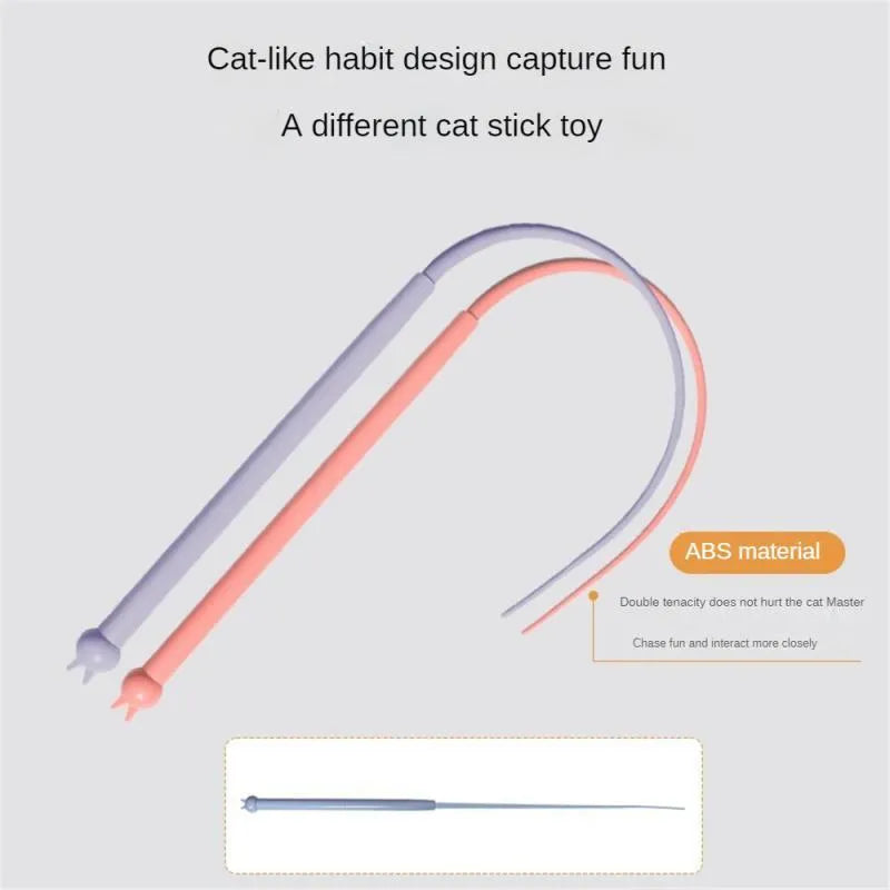 Blue simulated mouse tail cat toy with 80cm silicone tail and ABS handle for interactive feline play