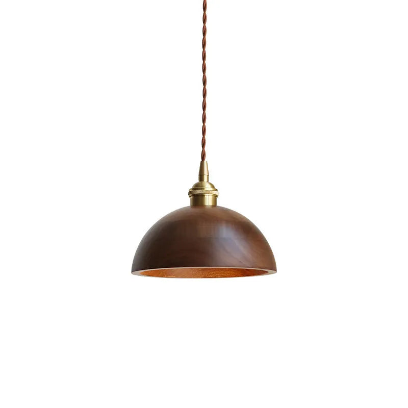 Black walnut wood and copper single-head droplight chandelier with an E27 fitting