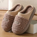 Men's plaid winter slippers with rabbit hair upper, EVA sole, and artificial wool lining in grey colour