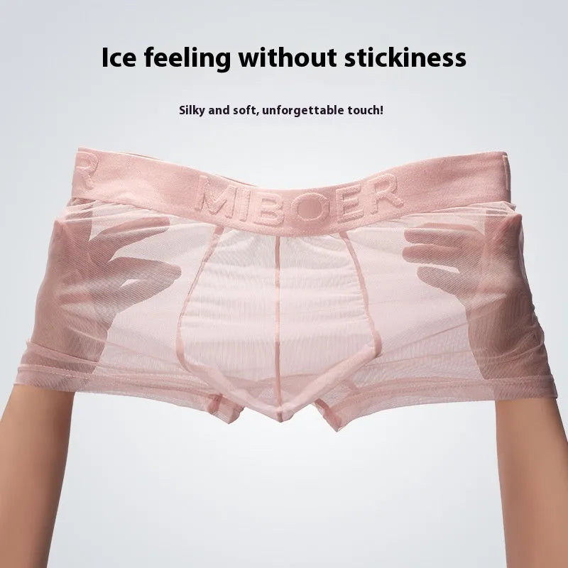 Men's thin invisible breathable boxers in six colours with quick-dry polyester fabric