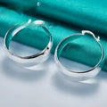 Silver round concave metal earrings for women in ME208 colour, natural style circle design, one pair