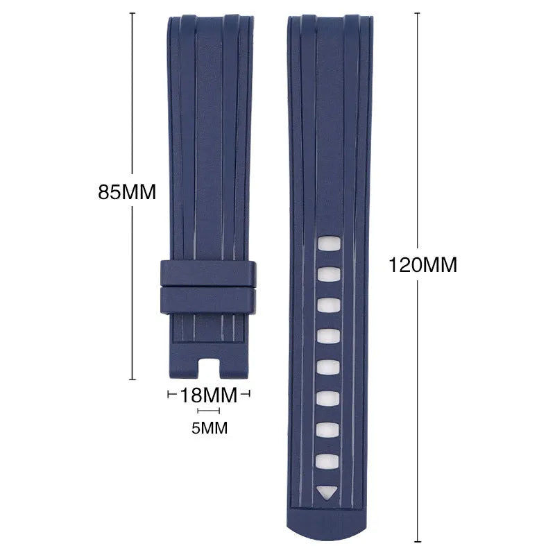 20mm original style watch strap with silver buckle in multiple colour options including black, blue, green, and pink.