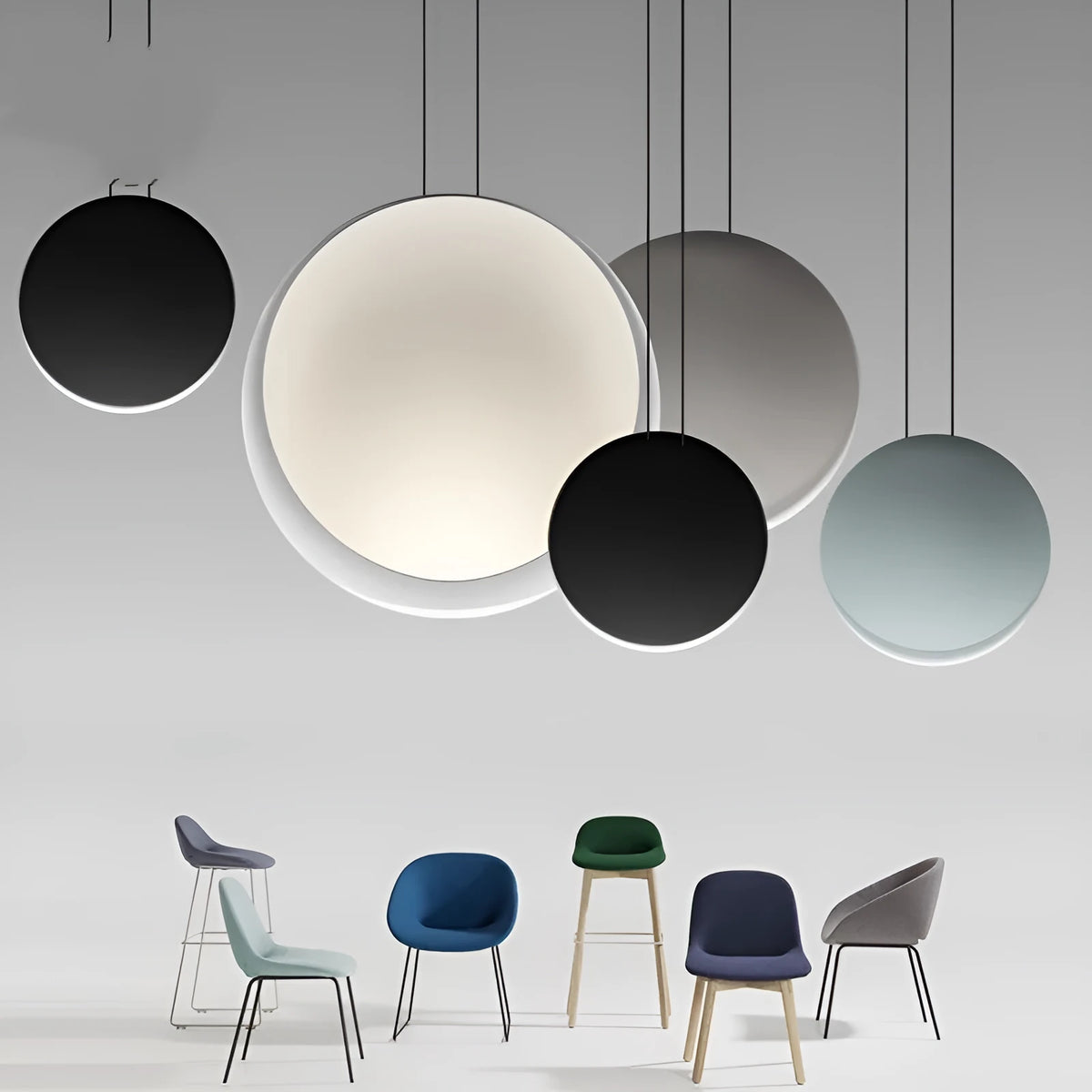 Cosmos Chandelier round bar resin LED ceiling light with adjustable height