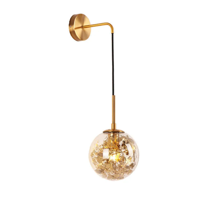 Glass bedside wall lamp with LED lighting in golden flower finish measuring 20cm diameter