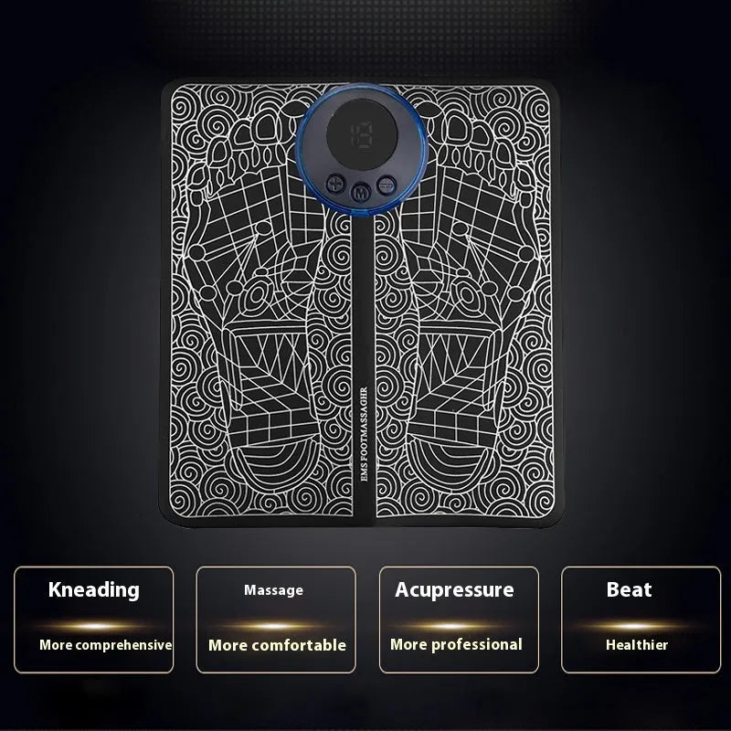 Pulse micro-current foot massage cushion with wireless remote control and leather surface