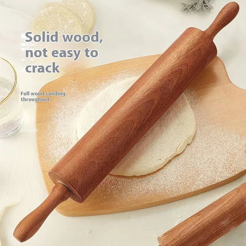 Wooden rolling pin in bronze colour, shown in small size and large size options