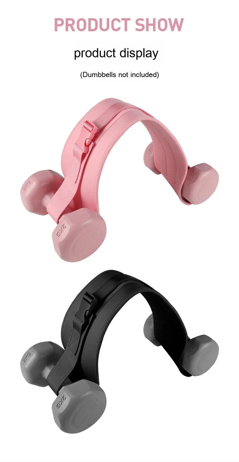 Black or Pink hip bridge training strap for lumbar support with dumbbells and barbells.