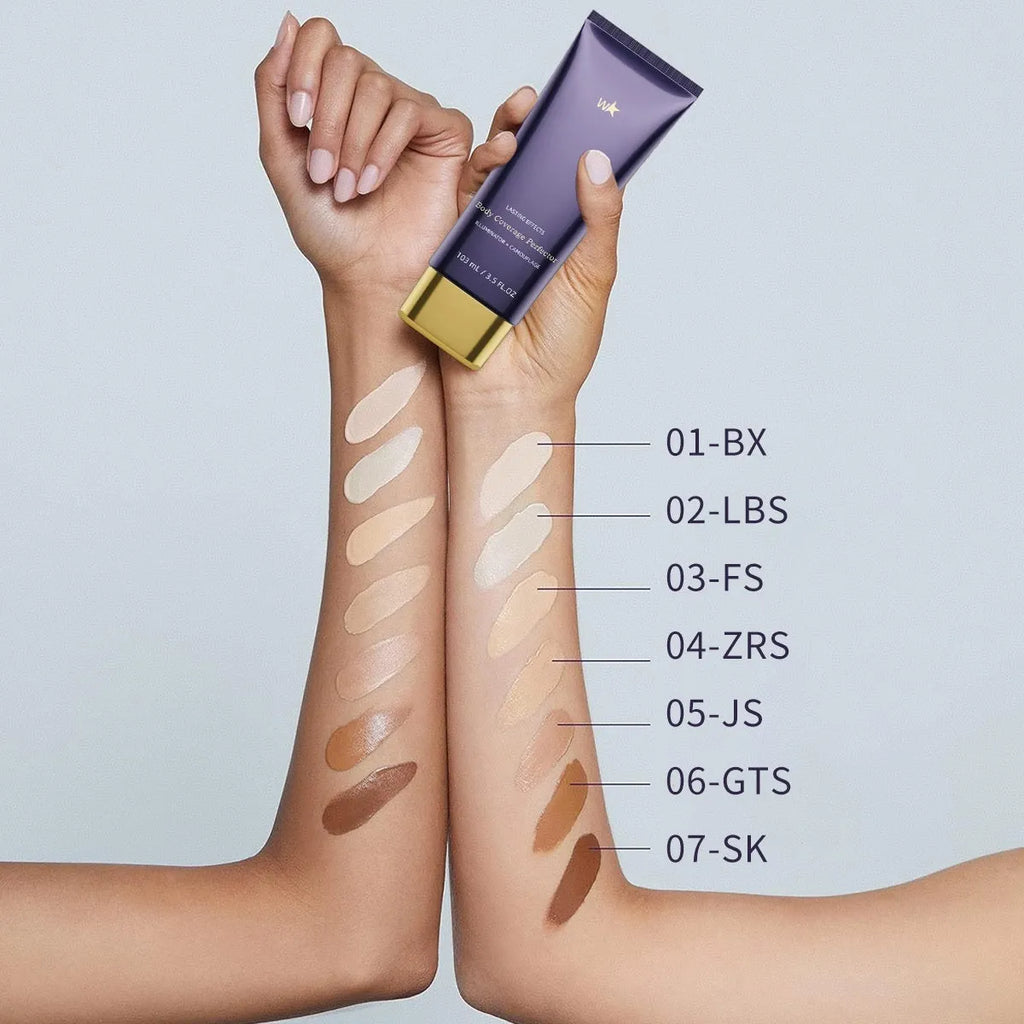 Waterproof body tattoo concealer cream bottle and brush in 103ml size.