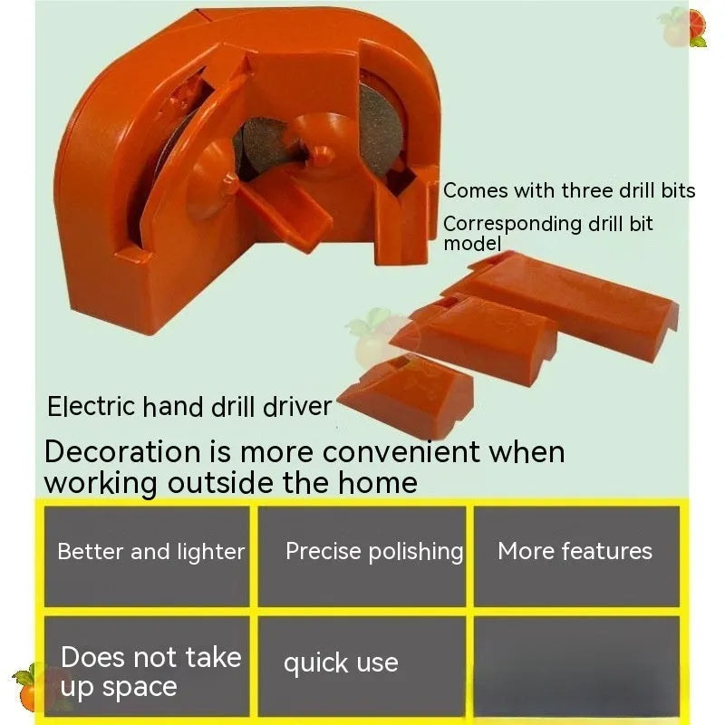 Portable grinding drill tool set showing orange and black sander units with replacement grinding wheels